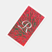 Serviette En Papier Papier monogramme rouge et vert serviette d'accuei (Coin)