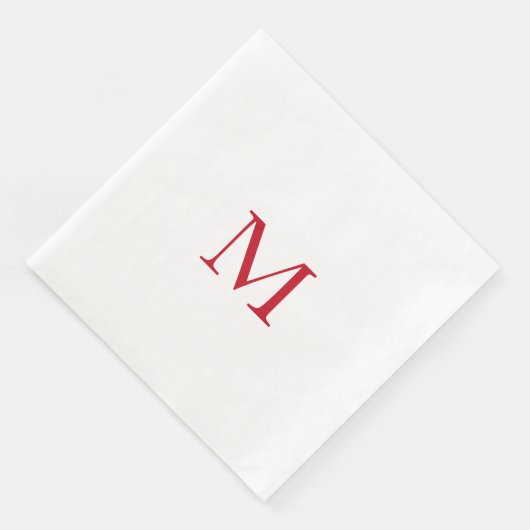 Serviette En Papier Papier Monogramme rouge simple Napkin (Coin)
