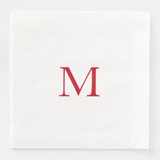 Serviette En Papier Papier Monogramme rouge simple Napkin (Devant)