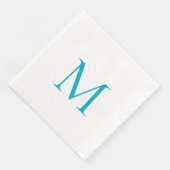 Serviette En Papier Papier Monogramme Turquoise simple Napkin (Coin)