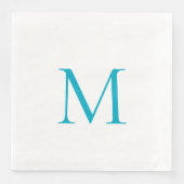Serviette En Papier Papier Monogramme Turquoise simple Napkin (Devant)