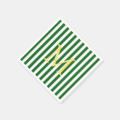 Serviette En Papier Papier monogramme vert et blanc rayé (Coin)