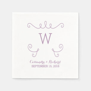Serviette En Papier Papier Monogramme violet Whimsical Flourissant