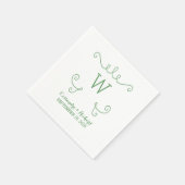 Serviette En Papier Papier Monogramme Whimsical Vert (Coin)
