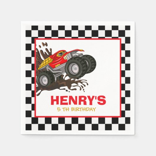 Serviette En Papier Papier Monster Truck Napkin (Devant)