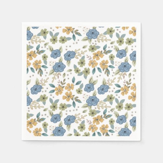 Serviette En Papier Papier Moody Blue Floral Party (Devant)