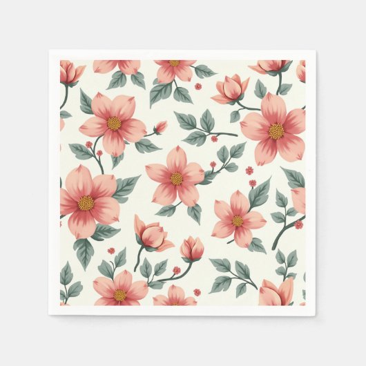Serviette En Papier Papier motif à fleurs (Devant)