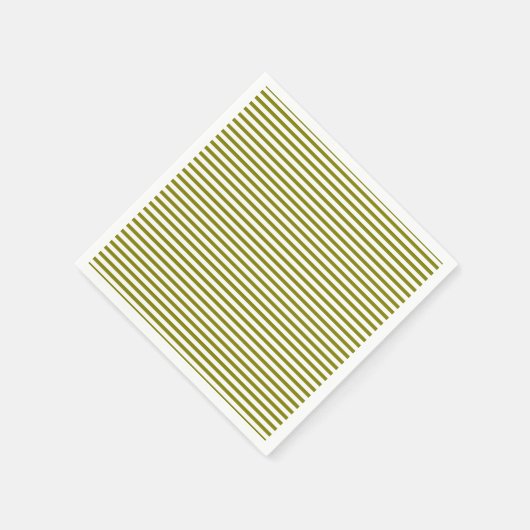 Serviette En Papier Papier motif à rayures blanches vert olive (Coin)