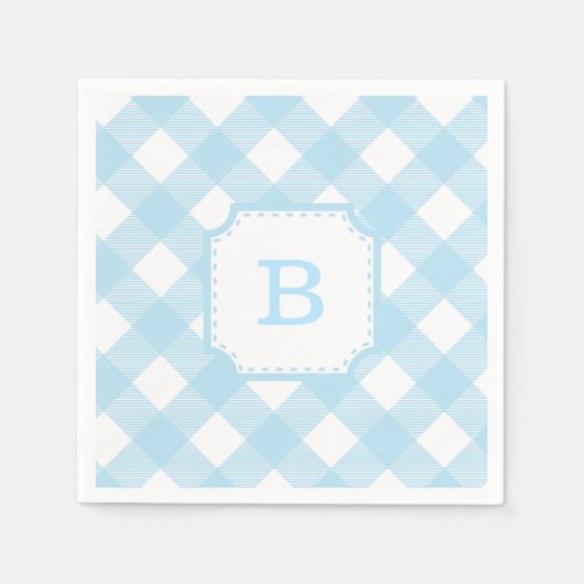 Serviette En Papier Papier Motif bleu En vichy À damiers (Devant)