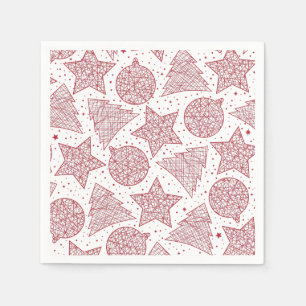 Serviette En Papier Papier Motif de Noël rouge et blanc