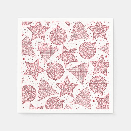 Serviette En Papier Papier Motif de Noël rouge et blanc (Devant)