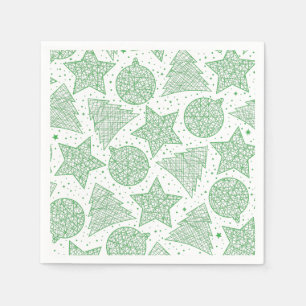 Serviette En Papier Papier Motif de Noël vert et blanc