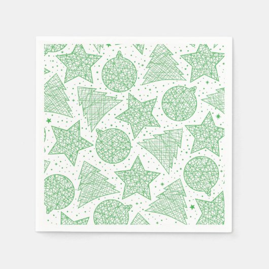Serviette En Papier Papier Motif de Noël vert et blanc (Devant)