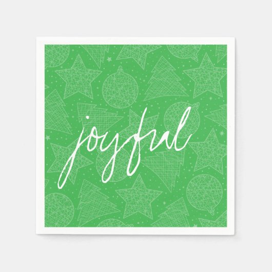 Serviette En Papier Papier Motif de Noël vert et blanc (Devant)