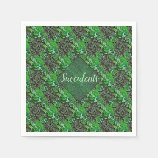 Serviette En Papier Papier Motif en treillis vert Succulents (Devant)