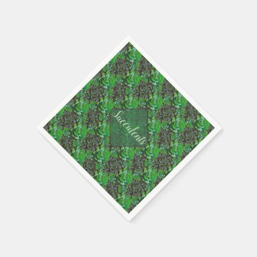 Serviette En Papier Papier Motif en treillis vert Succulents (Coin)
