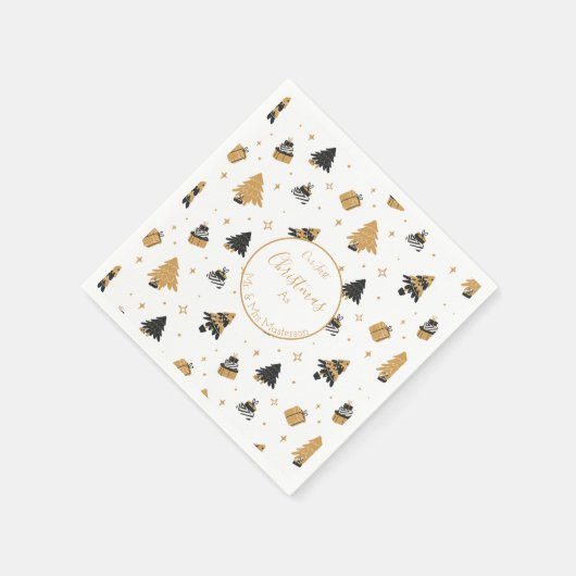 Serviette En Papier Papier Motif Gold Black First Christmas Tree (Coin)