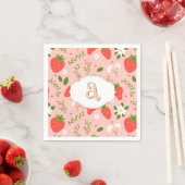 Serviette En Papier Papier Motif mou à fraise Napkin (En situation)