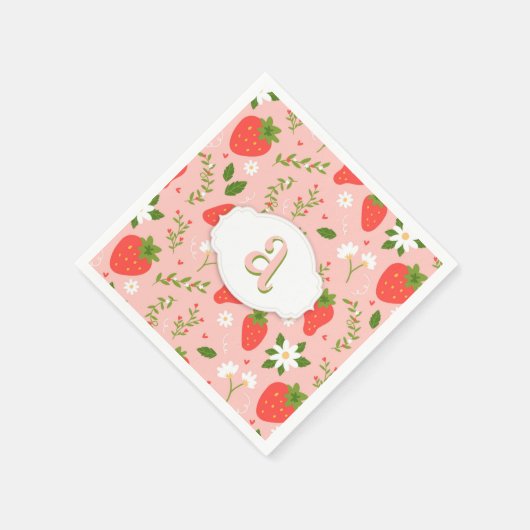 Serviette En Papier Papier Motif mou à fraise Napkin (Coin)