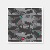 Serviette En Papier Papier Motif noir et camouflage Turquoise requin (Devant)
