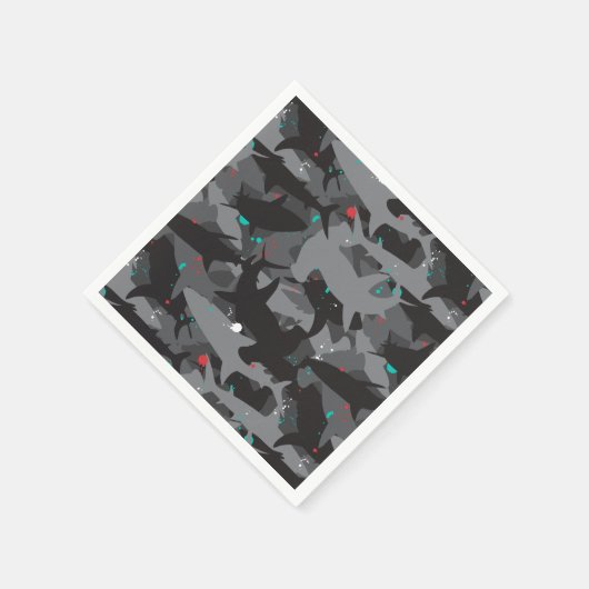 Serviette En Papier Papier Motif noir et camouflage Turquoise requin (Coin)