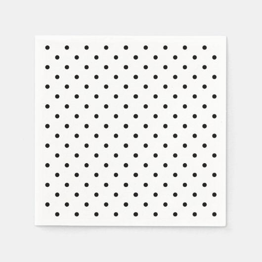 Serviette En Papier Papier motif pois noir et blanc (Devant)