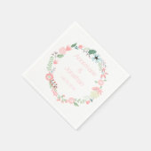 Serviette En Papier Papier Motif rose et vert à fleurs (Coin)