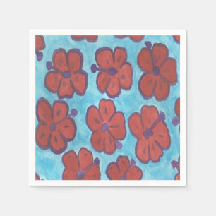 Serviette En Papier Papier Motif rouge Hibiscus