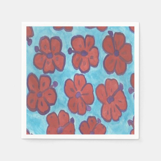 Serviette En Papier Papier Motif rouge Hibiscus (Devant)