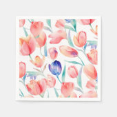 Serviette En Papier Papier Motif Tulipes Aquarelle Napkin (Devant)