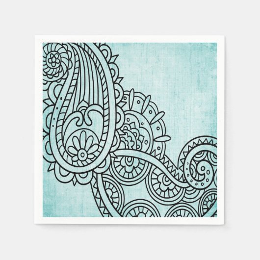 Serviette En Papier Papier Motif Turquoise Mehndi (Devant)