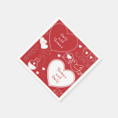 Serviette En Papier Papier Motif Valentine Napkin - Blanc sur rouge (Coin)