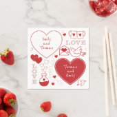 Serviette En Papier Papier Motif Valentine Napkin - Rouge sur blanc (En situation)