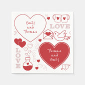 Serviette En Papier Papier Motif Valentine Napkin - Rouge sur blanc (Devant)