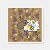 Serviette En Papier Papier, Moutons Coeurs Brown (Devant)