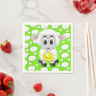 Serviette En Papier Papier, Moutons Nuages Soleil Vert