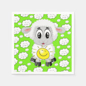 Serviette En Papier Papier, Moutons Nuages Soleil Vert (Devant)