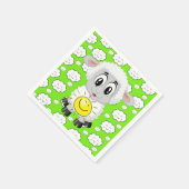 Serviette En Papier Papier, Moutons Nuages Soleil Vert (Coin)