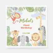 Serviette En Papier Papier Napkin 1er anniversaire avec animaux mignon (Devant)