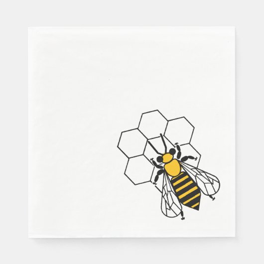 Serviette En Papier Papier Napkin - Abeille jaune simple et noire (Devant)