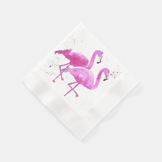 Serviette En Papier Papier Napkin avec deux flamants roses (Coin)