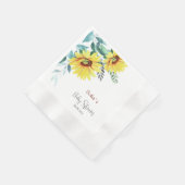 Serviette En Papier Papier Napkin avec tournesol aquarelle (Coin)