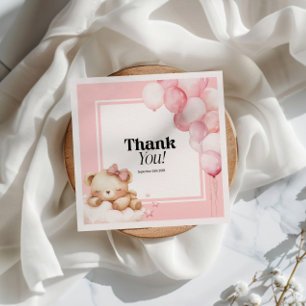 Serviette En Papier Papier Napkin Baby shower rose fille