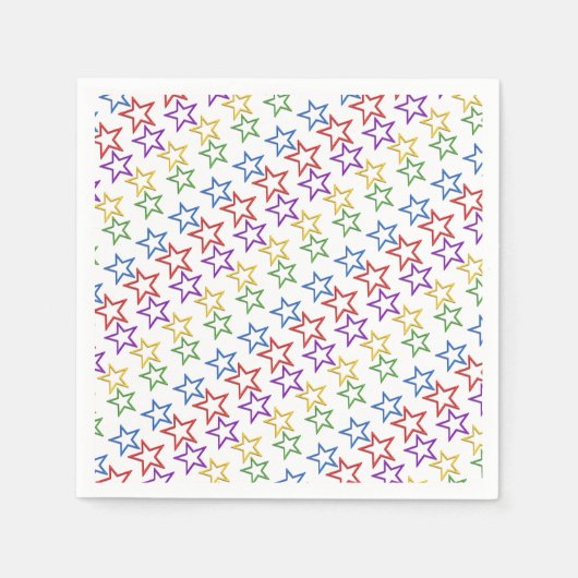 Serviette En Papier Papier Napkin - Bandes d'étoiles colorées (Devant)