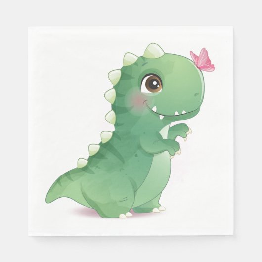 SERVIETTE EN PAPIER PAPIER NAPKIN : BÉBÉ DINOSAUR (Devant)