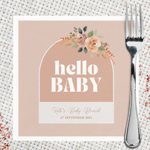 Serviette En Papier Papier Napkin, Bonjour bébé, Boho Baby shower mode