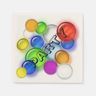 Serviette En Papier Papier Napkin - Bulles de fête dans les couleurs