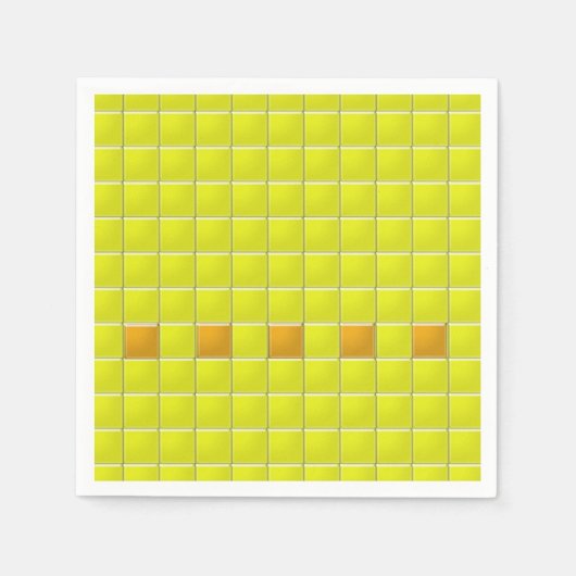 Serviette En Papier Papier Napkin - Carrés de mosaïque en Jaune (Devant)