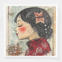 Papier Napkin Christmas Girl Art-Journal Var01