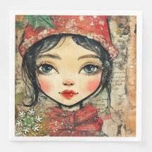 Papier Napkin Christmas Girl Art-Journal Var02